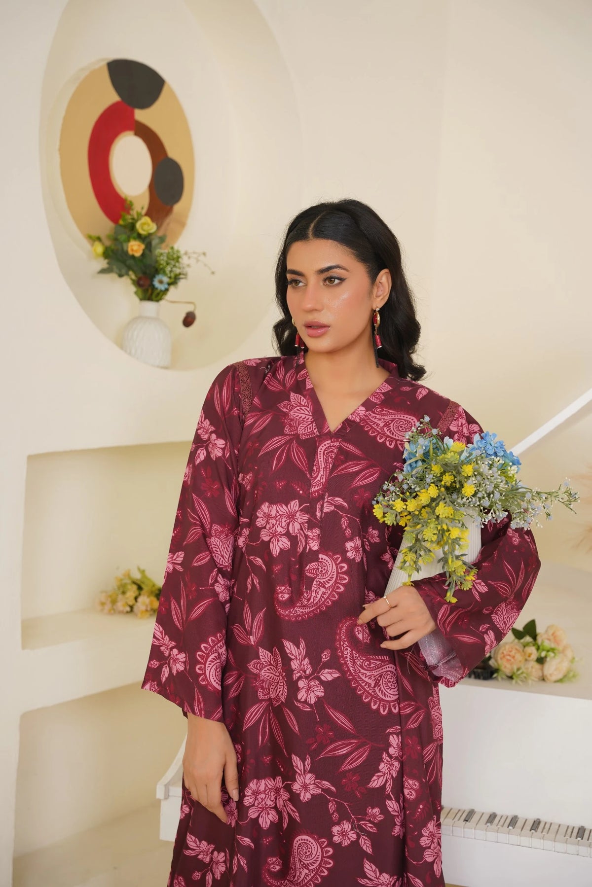 2-Piece Basic Print Suit -  SB-F001