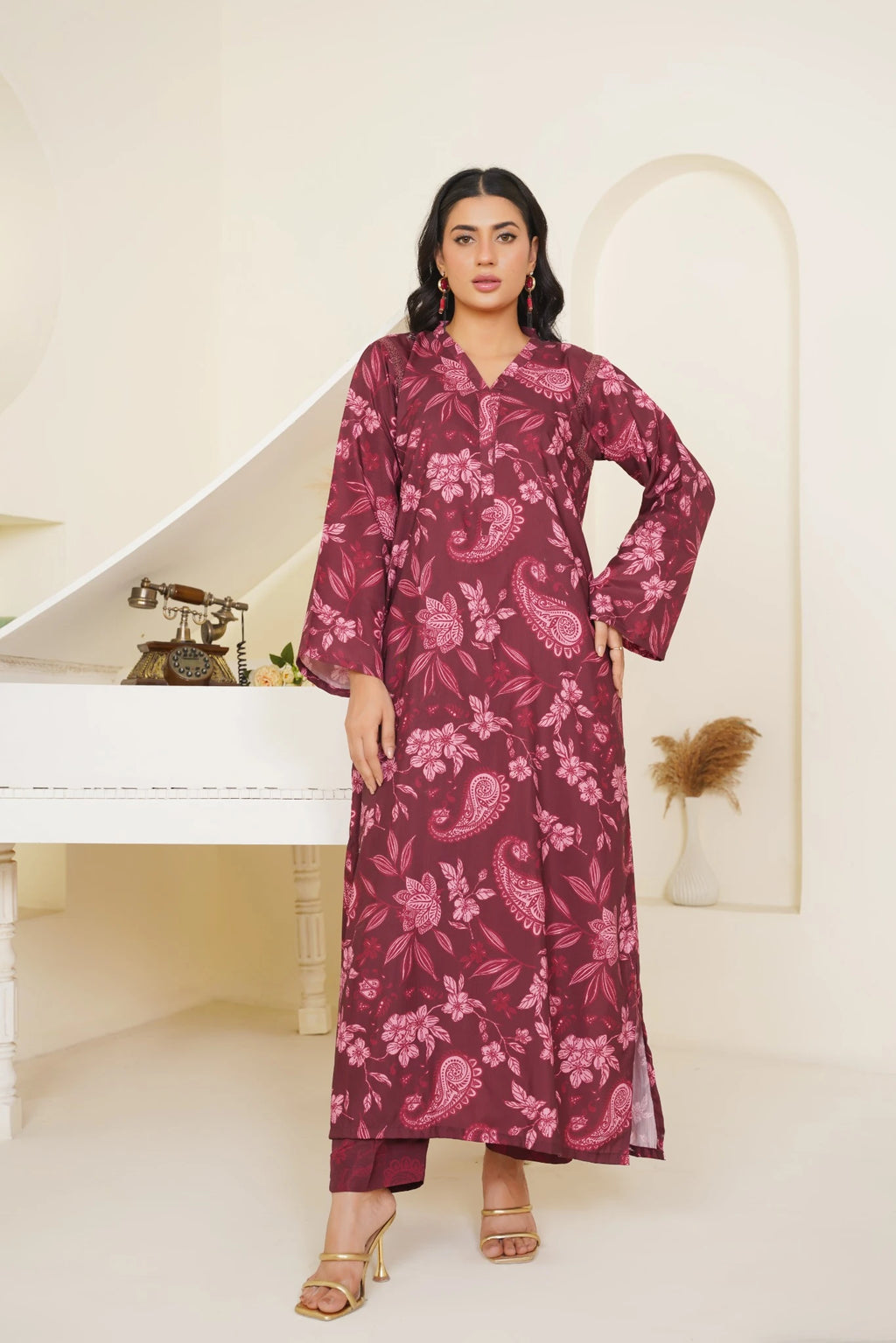 2-Piece Basic Print Suit -  SB-F001