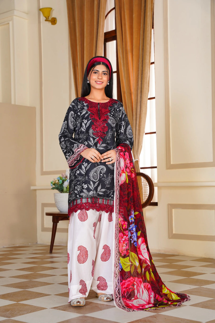 FC-D002 |  3-Piece Festive  Lawn Suit